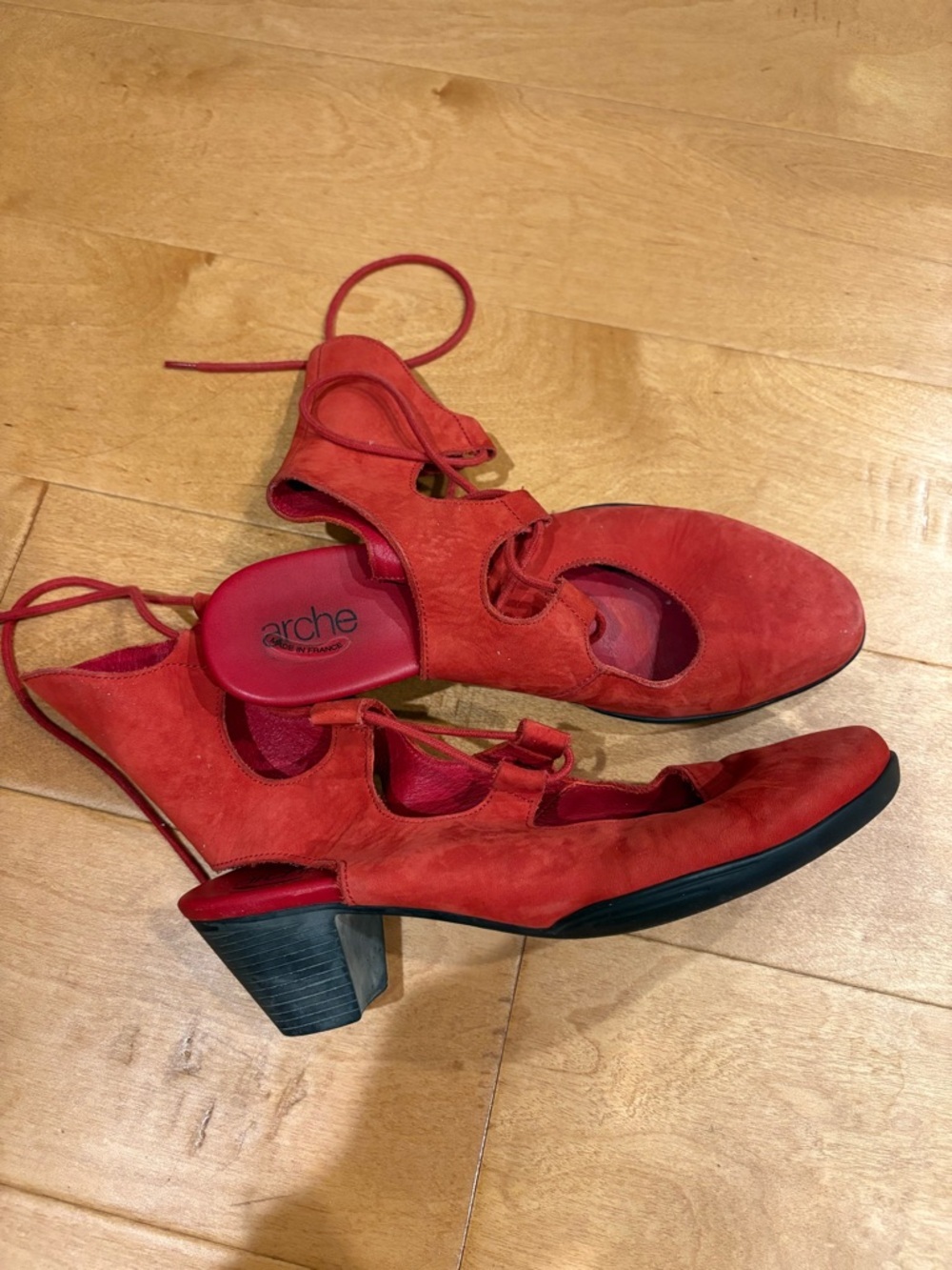 Arche France lace up suede shoes red sz 39 8